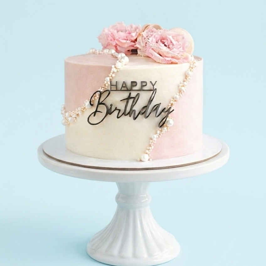 Blush Bloom Birthday Cake