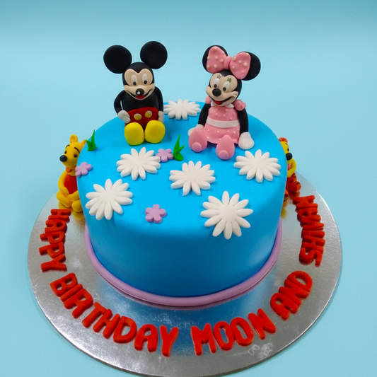 Mickey & Minnie Floral Cake