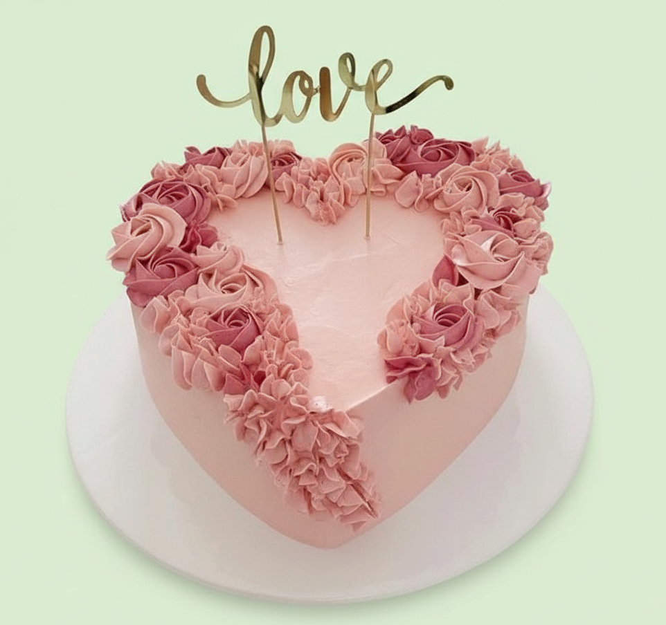 Blush Love Rosette Heart Cake