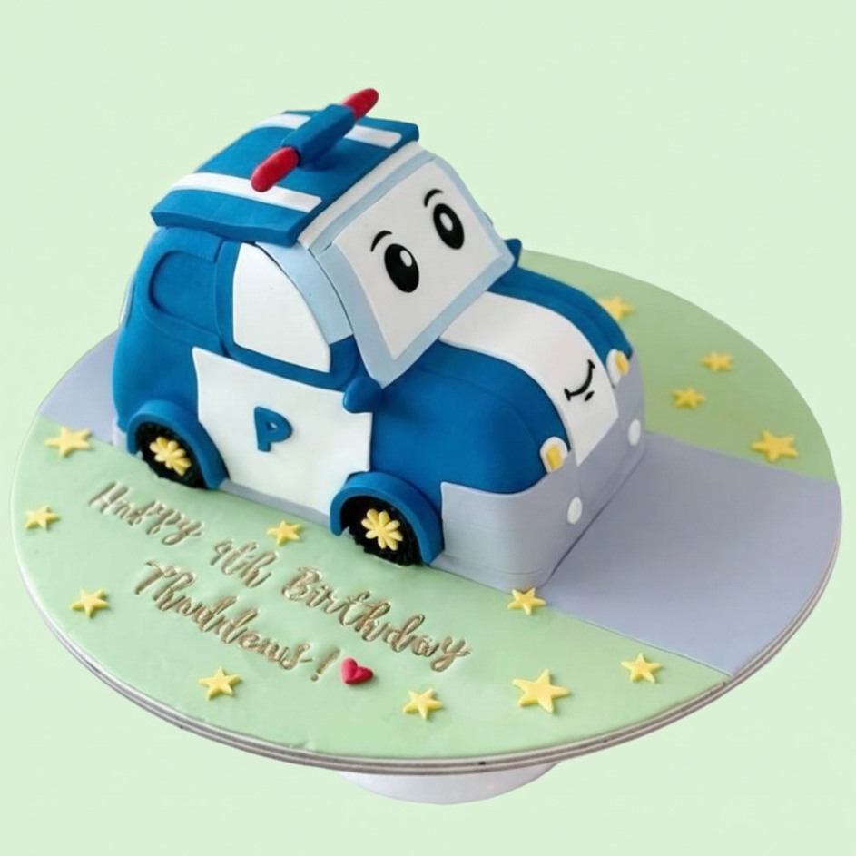 Cartoon Cop Car Birthday Cake