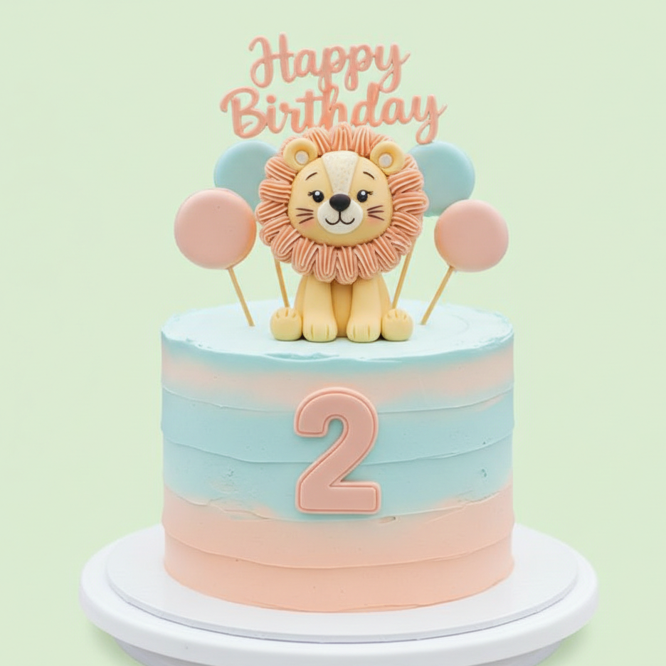 Little Lion Second Birthday Delight Cake
