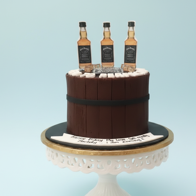 Whiskey Barrel Celebration Cake