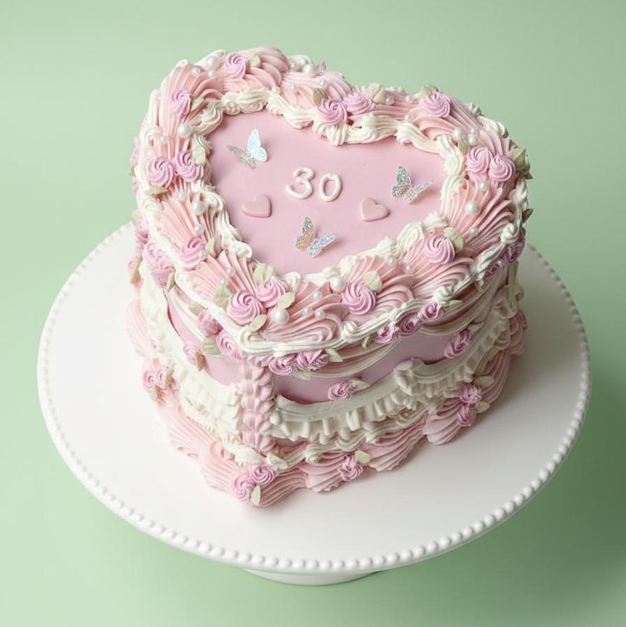 Blush Heart Vintage Cake