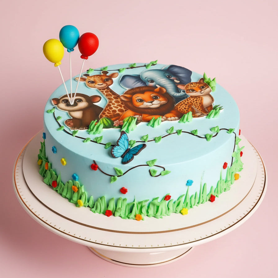 Wild One Safari Friends Cake
