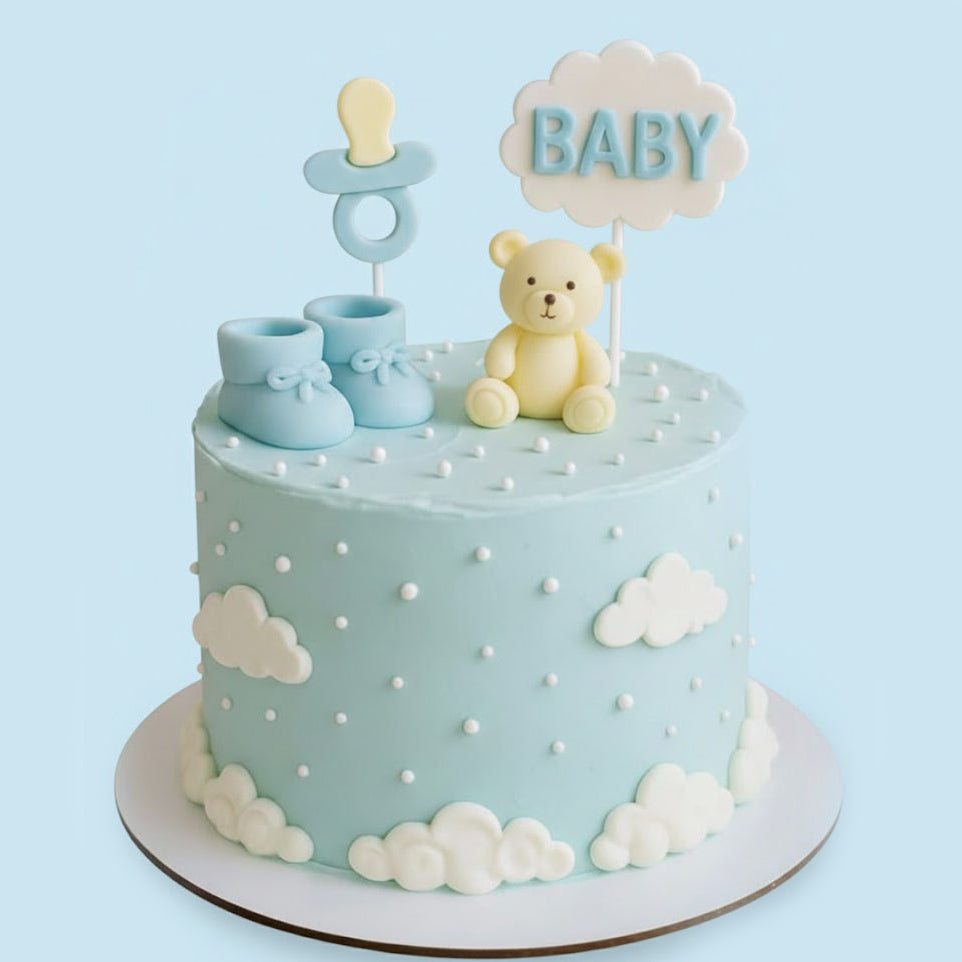 Blue Skies Teddy Cake