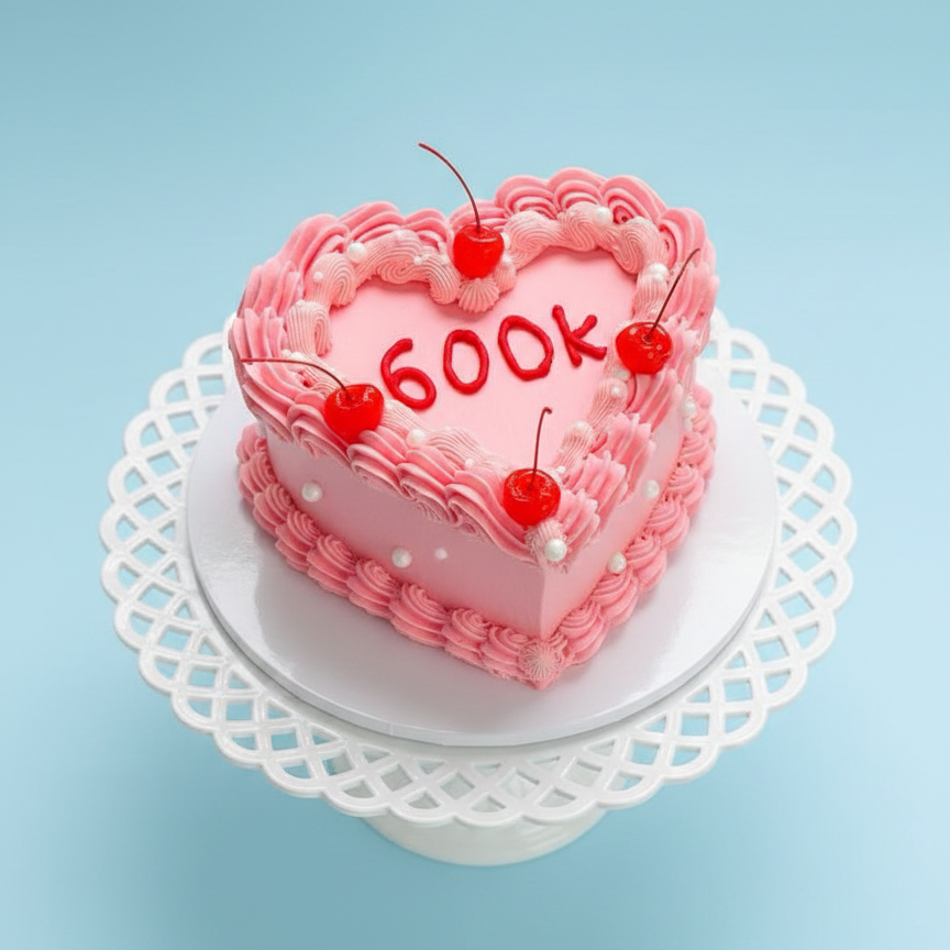 Heart of 500K Cake