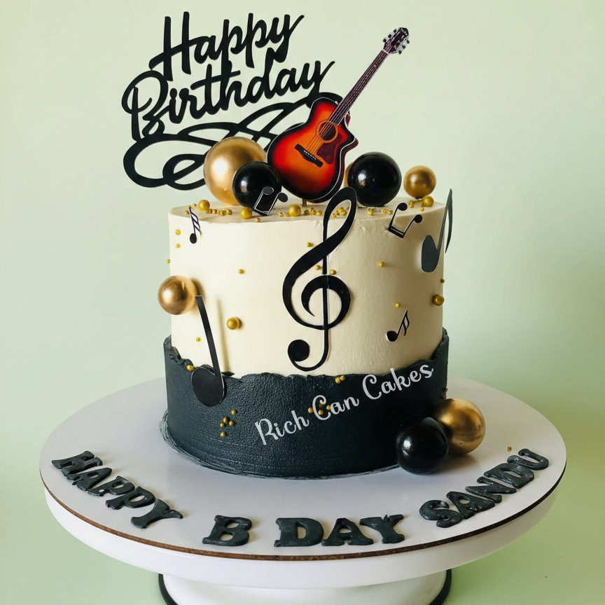 Golden Symphony Birthday Cake