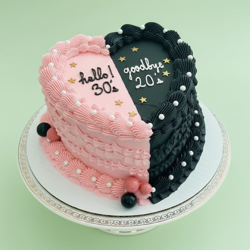 Half & Half Thirty Mood Cake