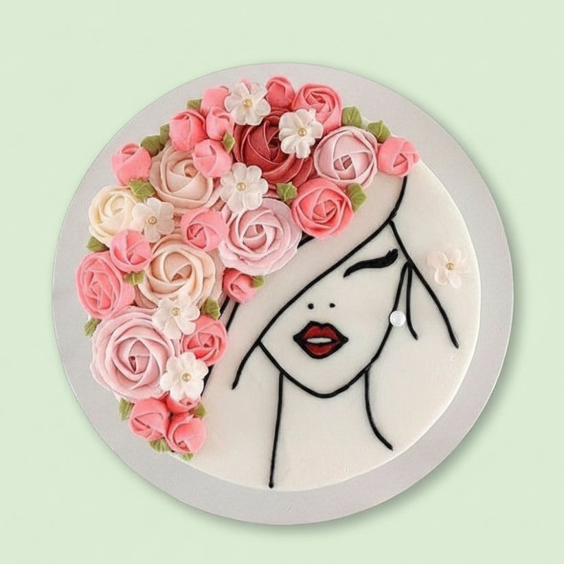 Floral Elegance Portrait Cake