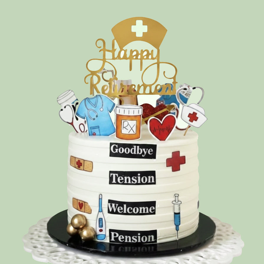 Happy Retirement Medical Tribute Cake