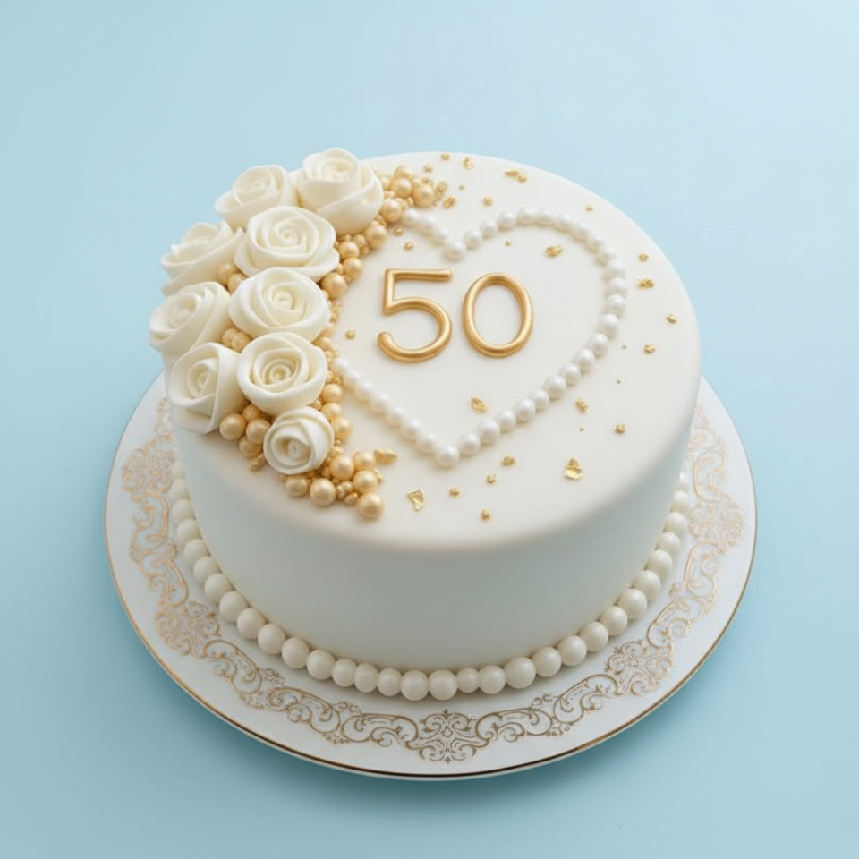 Pearl Heart 50 Cake