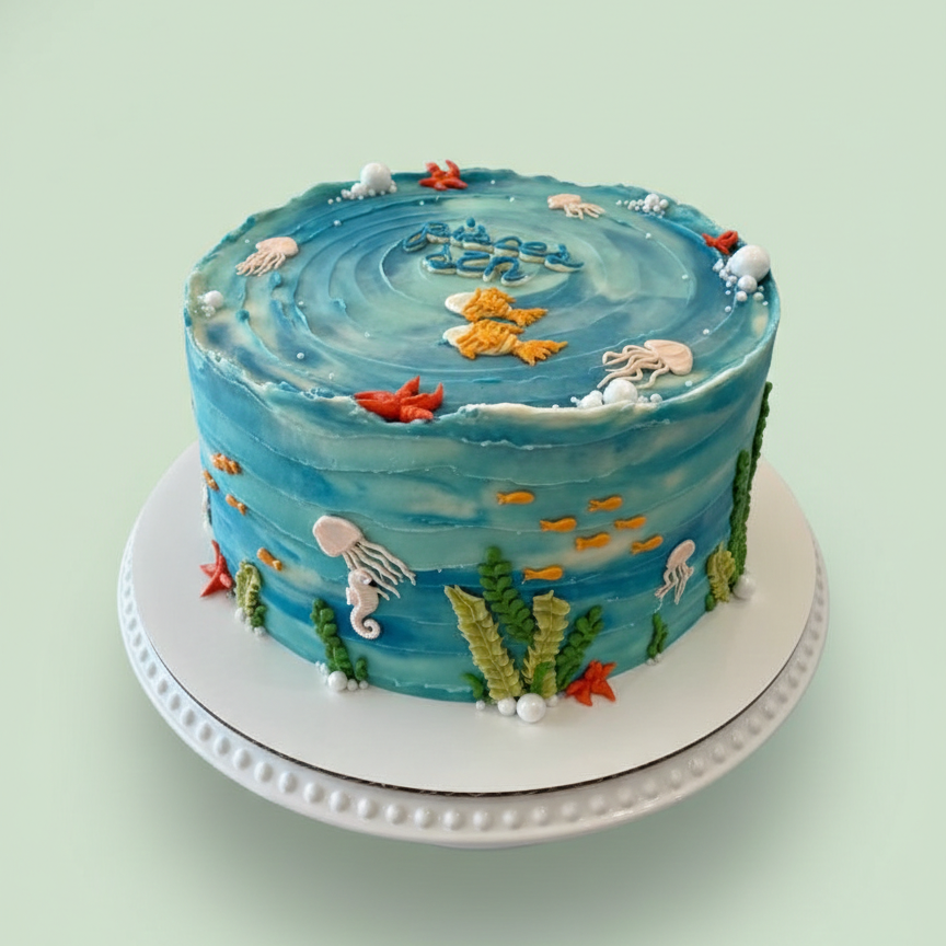 Ocean Whirl Celebration Cake