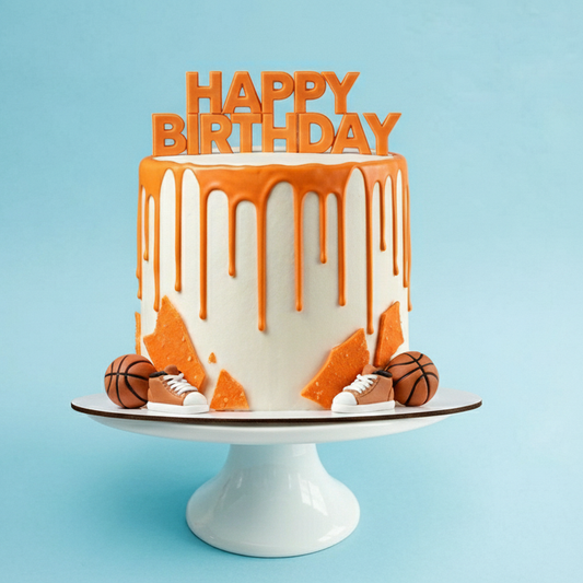 Basketball Birthday Cake with Sticks