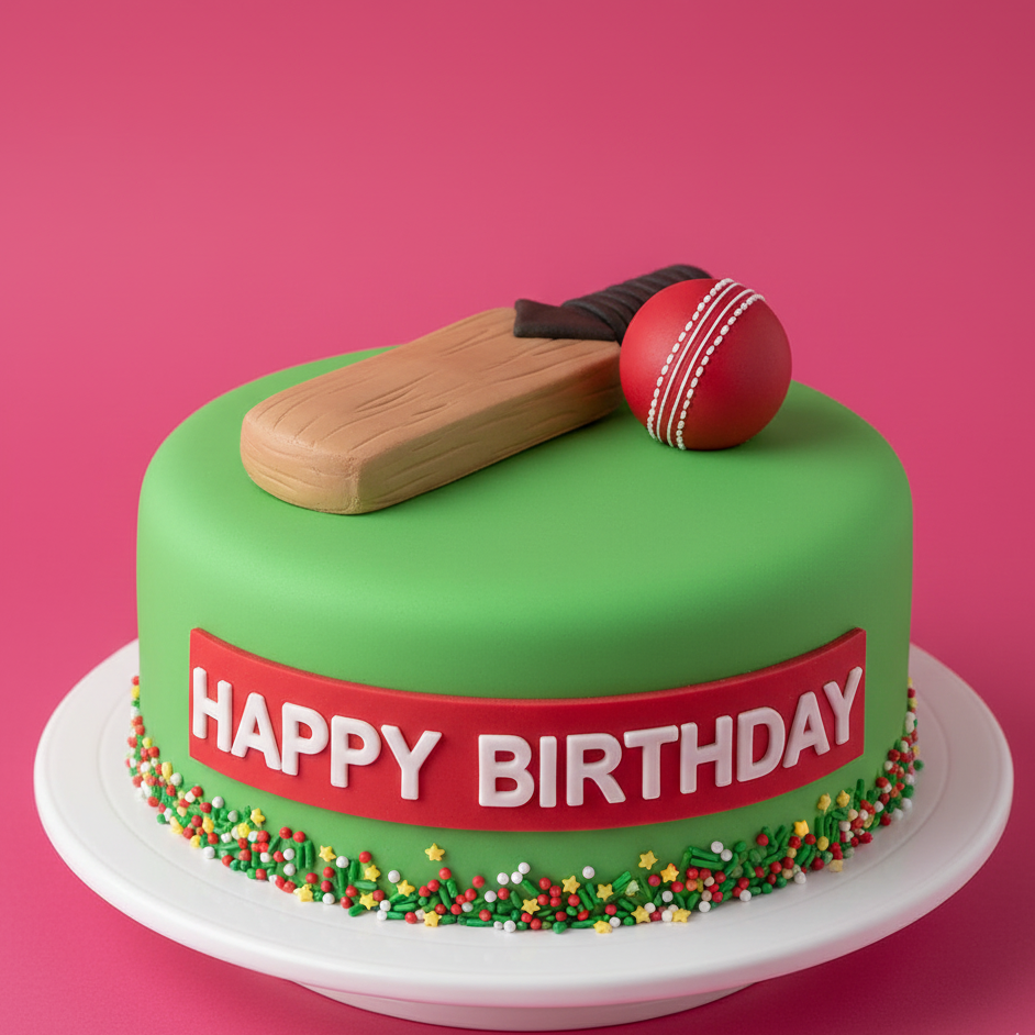 Bat on Cake Cricket Theme