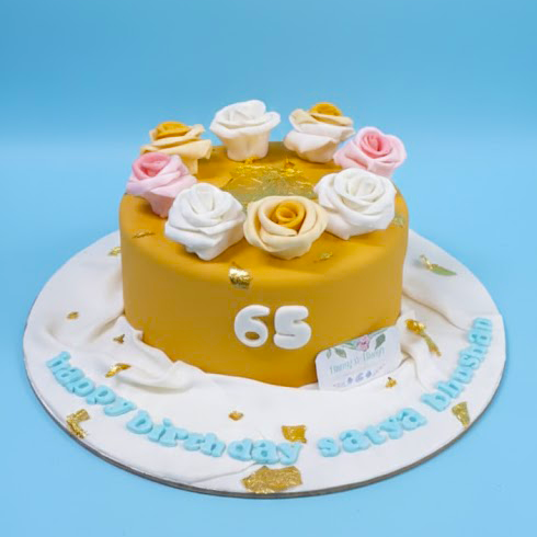 Blooming 65 Milestone Cake