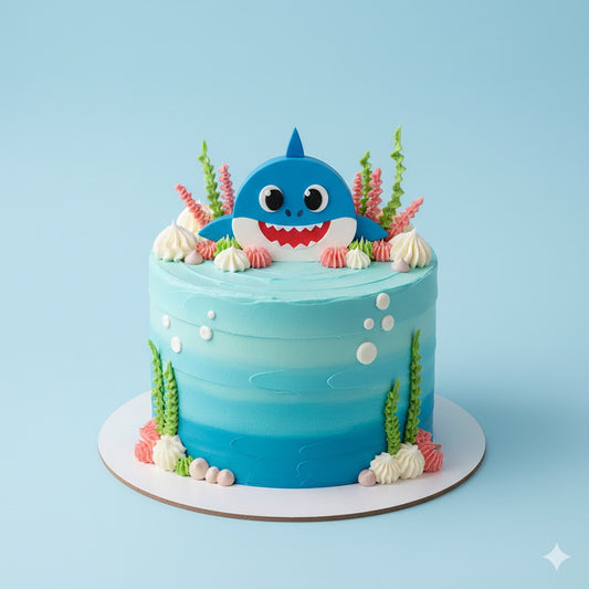 Blue Shark Birthday Cake
