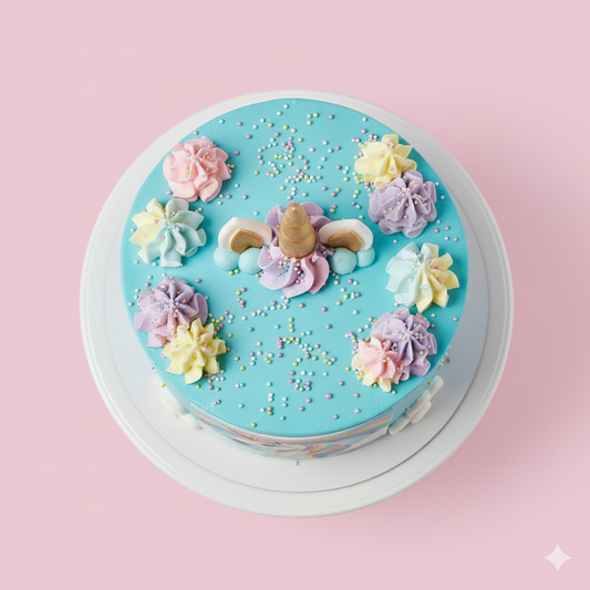 Blue Sprinkle Unicorn Cake
