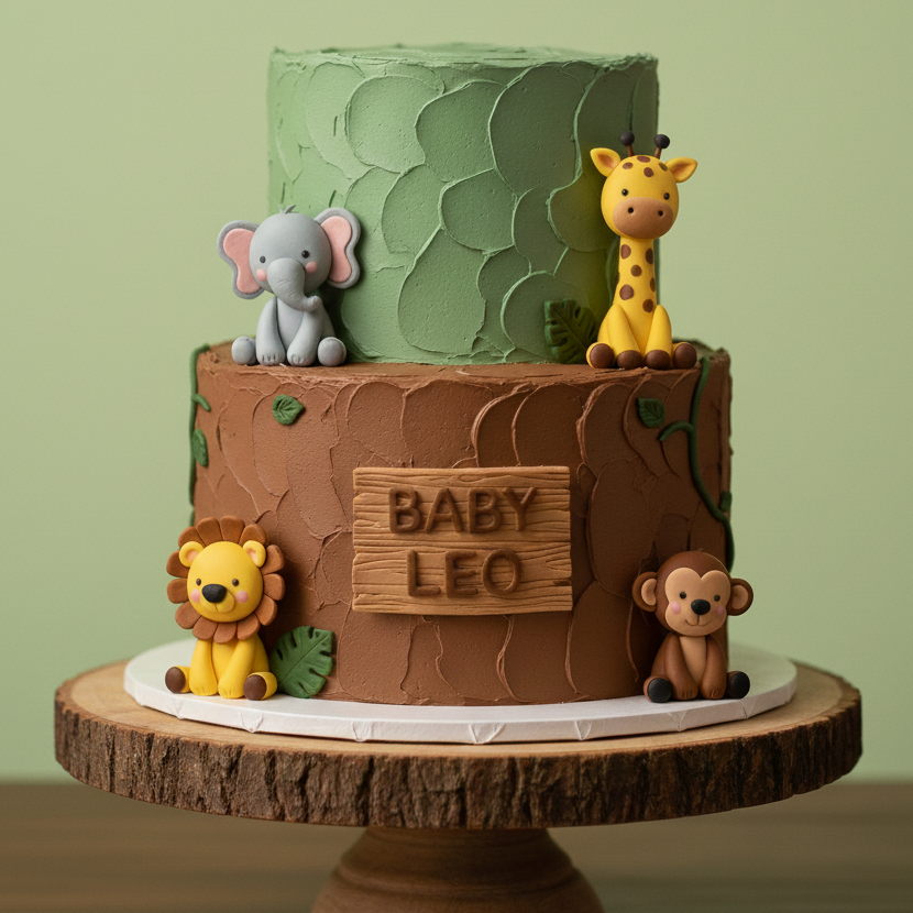 Brown Jungle Animal Cake