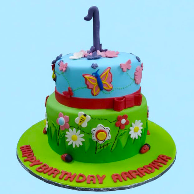 Butterfly Garden First Birthday Cake