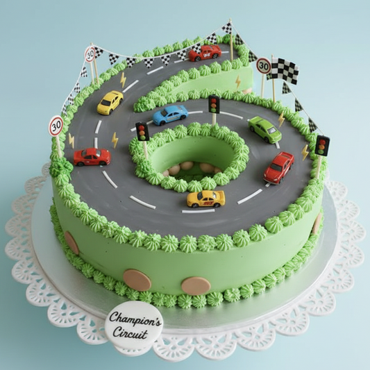 Number 6" Racing Circuit Cake