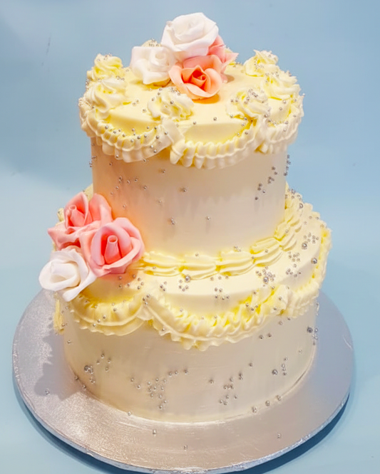Classic Rose Cream Tier Cake