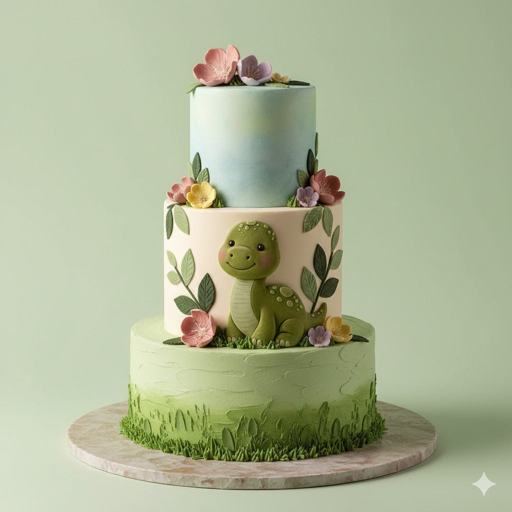 Cute Herbivore Dino Cake