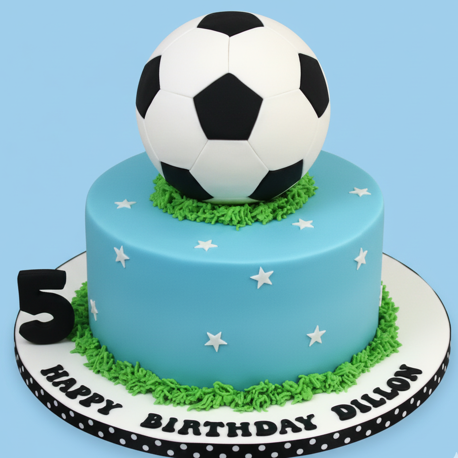 Football Top Blue Round Cake