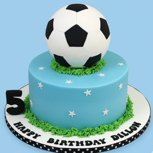 Football Top Blue Round Cake