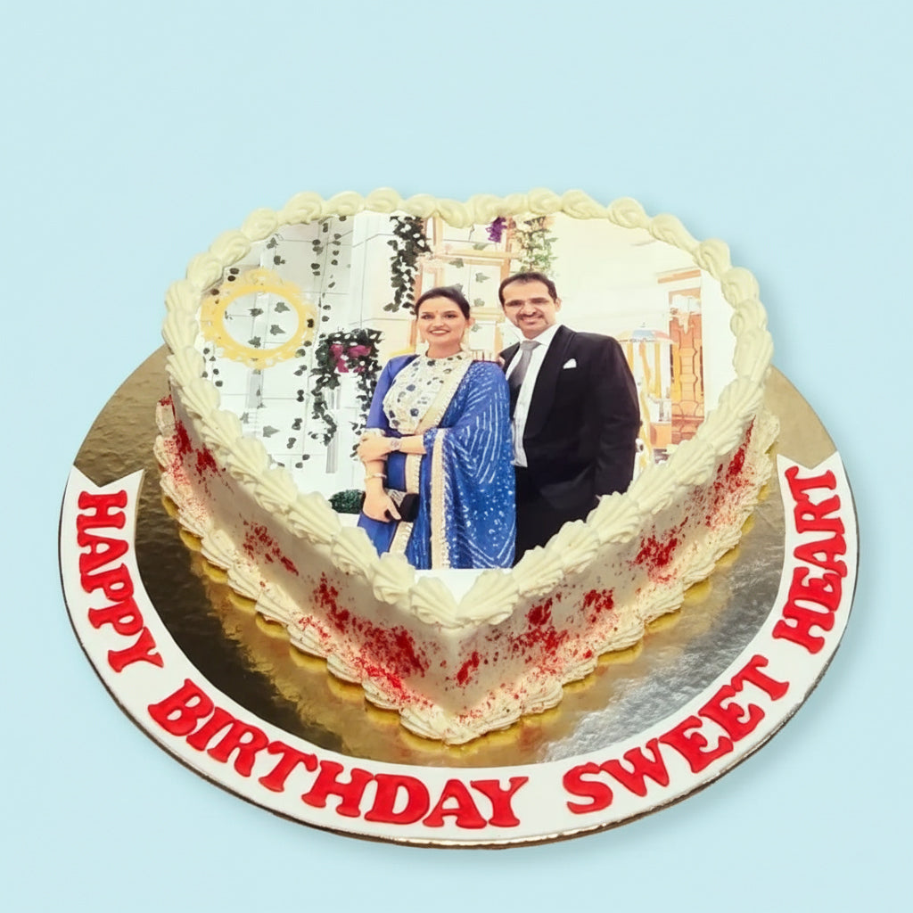 Heart's Photograph Print Cake