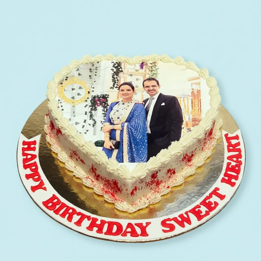 Heart's Photograph Print Cake