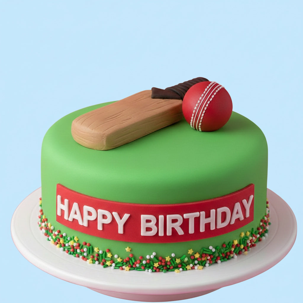Bat on Cake Cricket Theme
