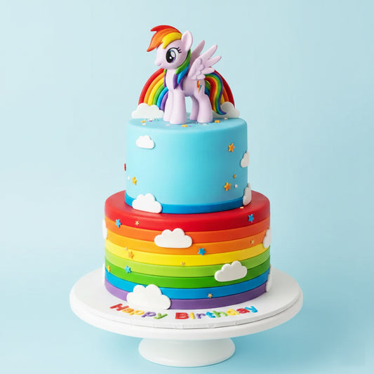 Teal Rainbow Unicorn Cake