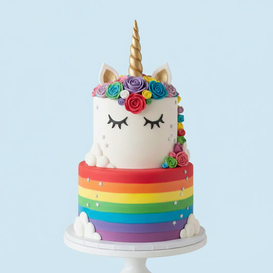 Rainbow Layer Unicorn Cake