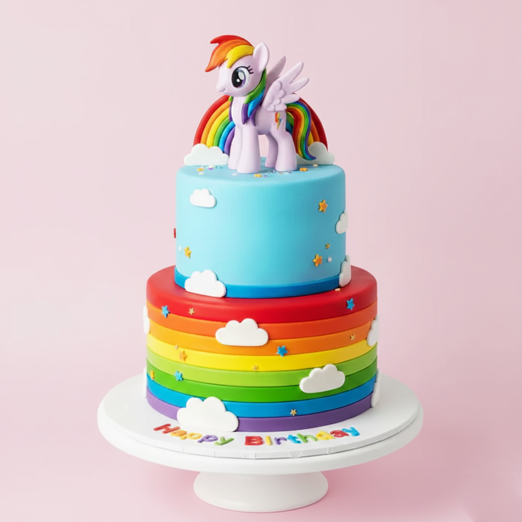 Teal Rainbow Unicorn Cake