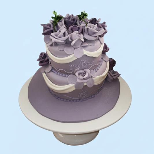 Purple Wedding Flower Cake