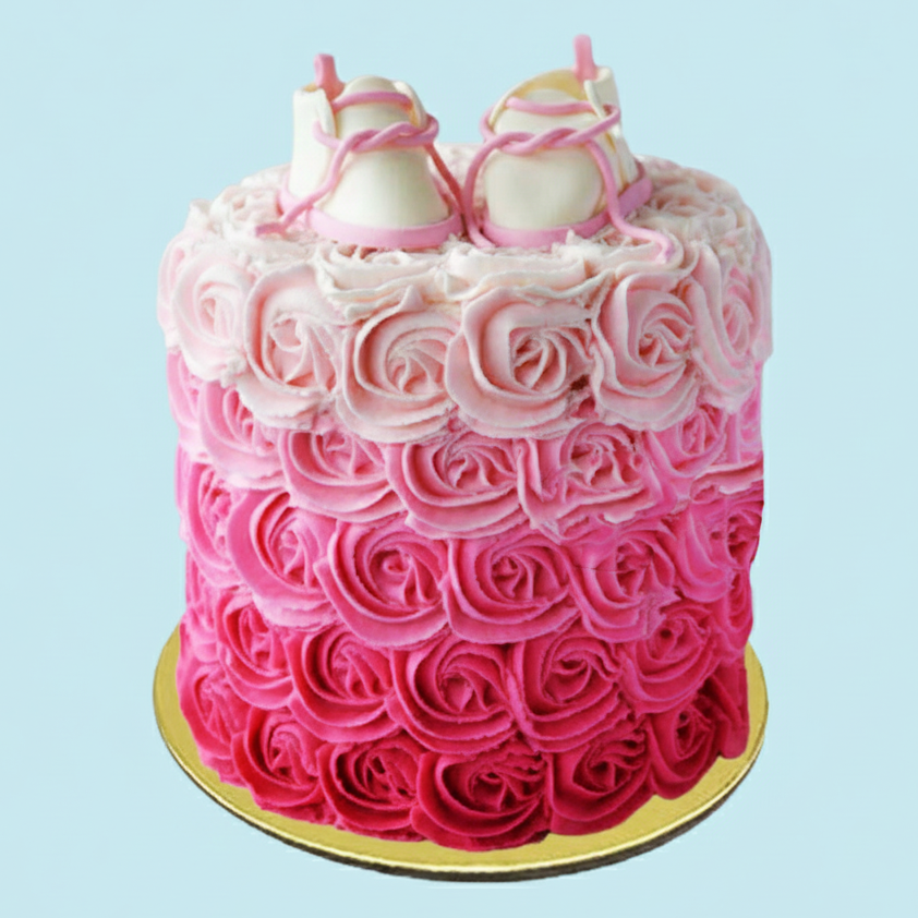Pink Feet Flower Cake