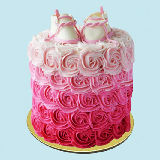 Pink Feet Flower Cake