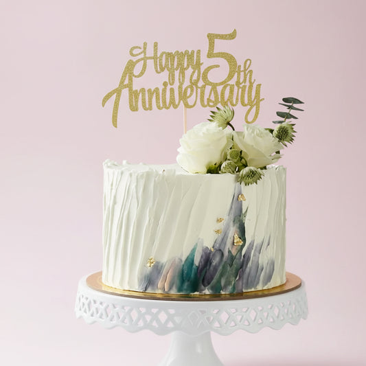 Golden Bloom 5th Anniversary Cake