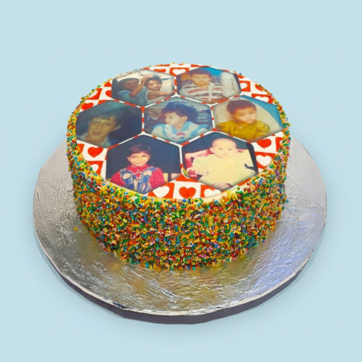 Hexagon Multi-Photo Cake