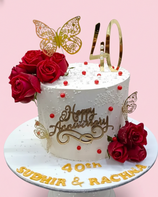 Golden Rose Anniversary Cake