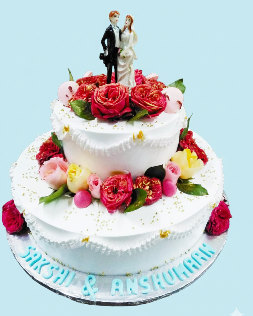 Multi Roses Couple Cake