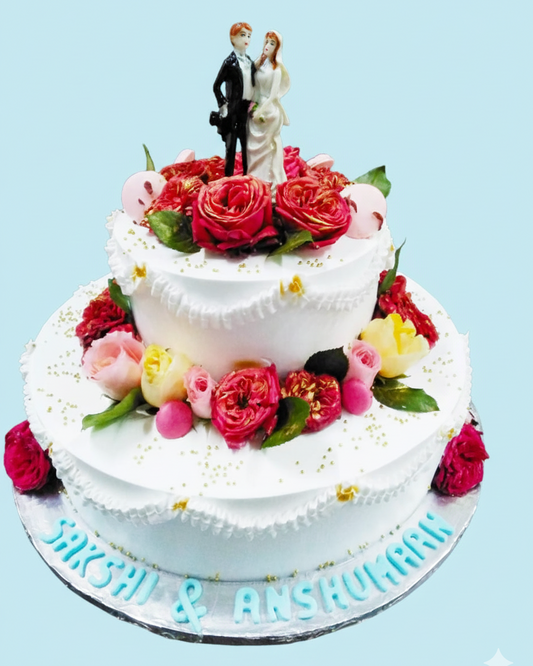 Multi Roses Couple Cake