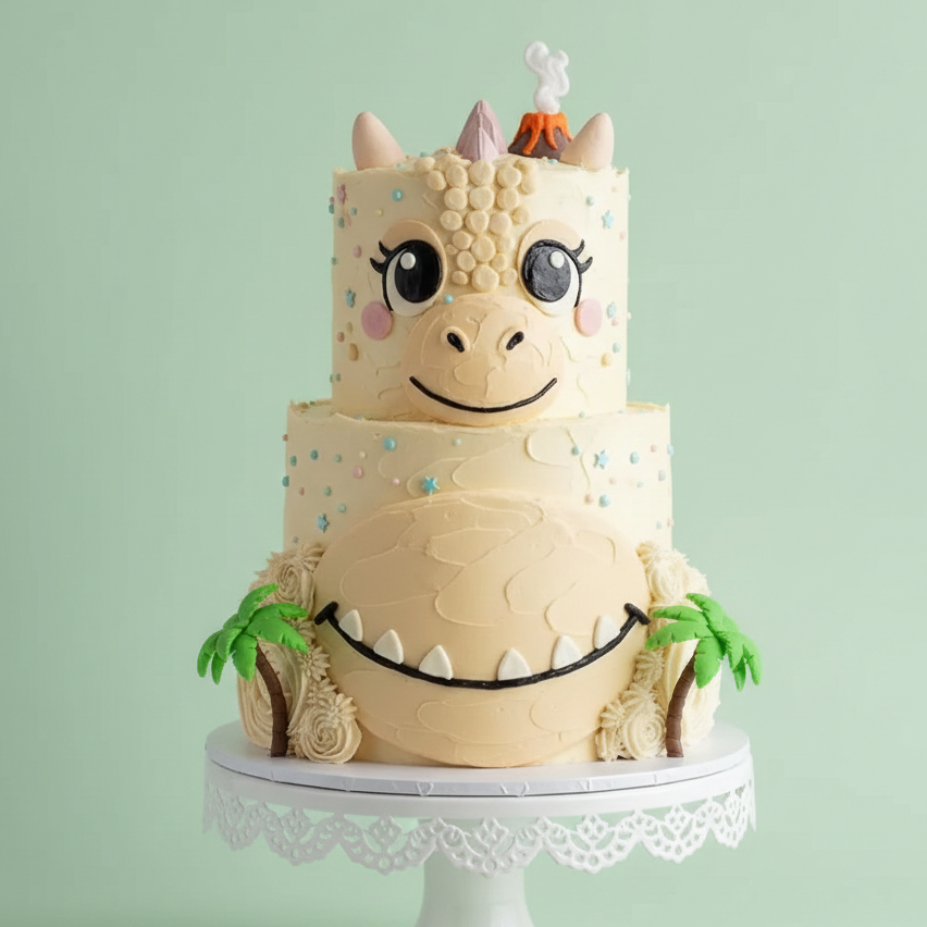 3D Dino Face Cake