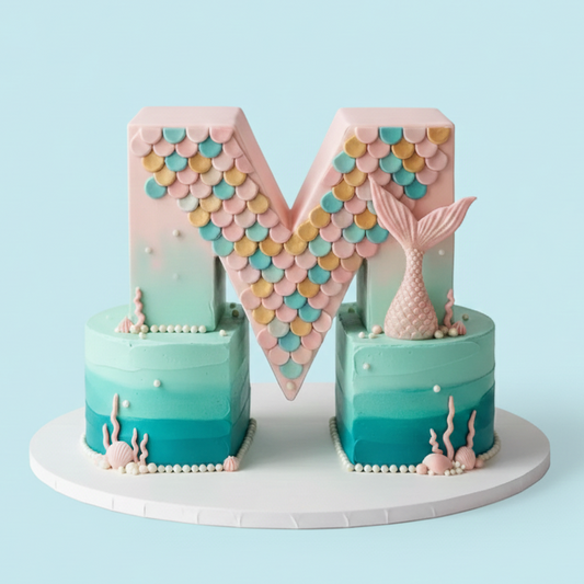 Letter M Mermaid Cake