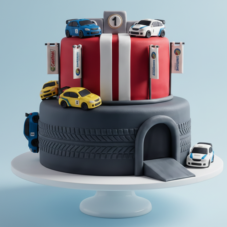 Car Rally Tunnel Cake