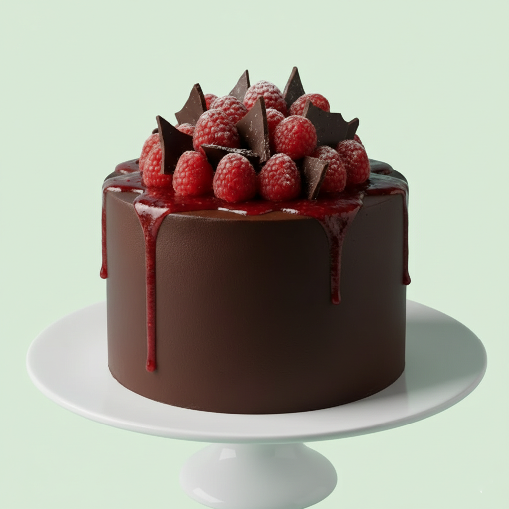 Dark Chocolate Raspberry Drip Cake