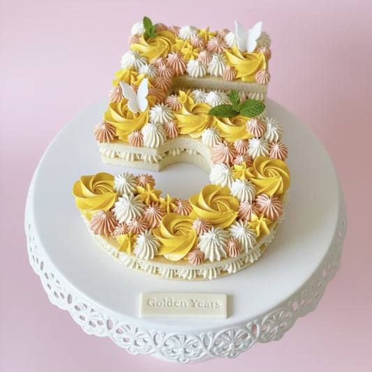 Golden Sun Number 5 Cake