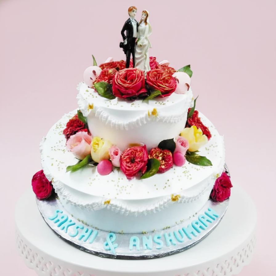 Multi Roses Couple Cake