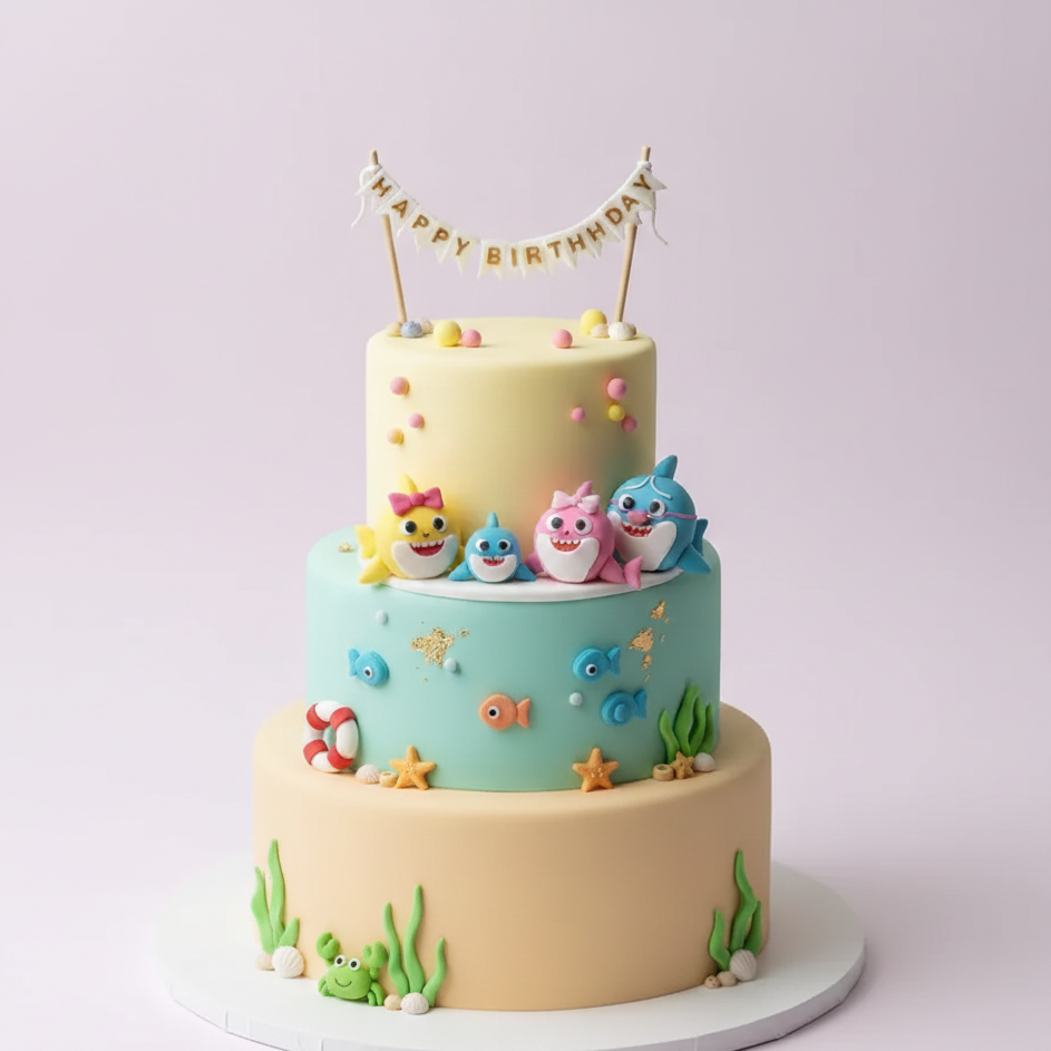 Shark Family Celebration Cake