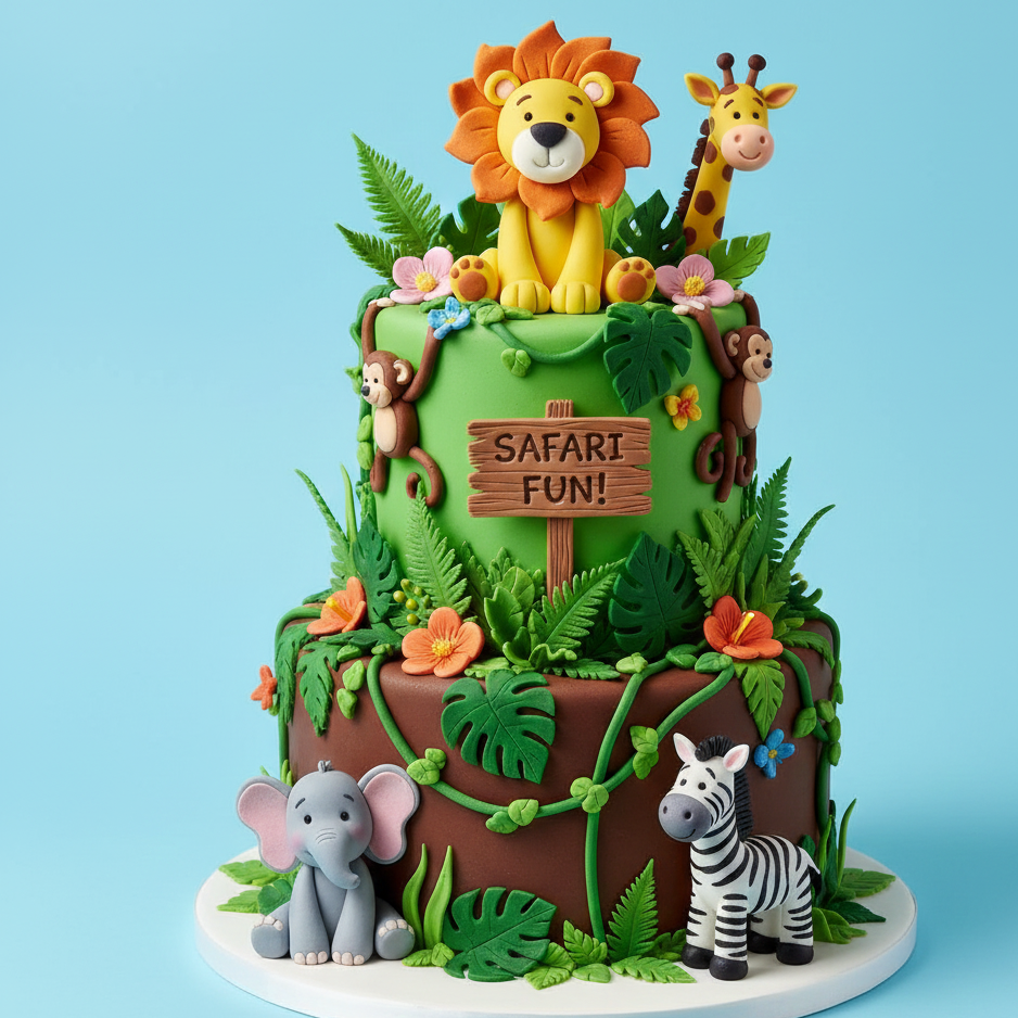 Jungle Animal Stack Cake